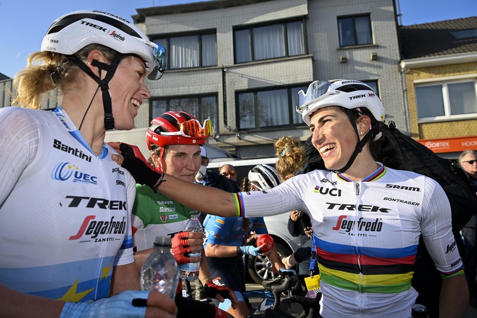 Wat een luxe: voor Trek-Segafredo starten zowel Europees kampioen Ellen van Dijk, Italiaans kampioen Elisa Longo Borghini als wereldkampioen Elisa Balsamo. 