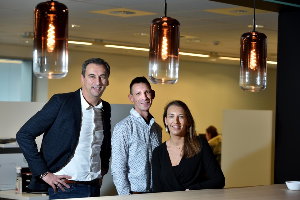 Joël Stockmans (links), Raf De Strooper en Sarah Porco van Umani Group. 
