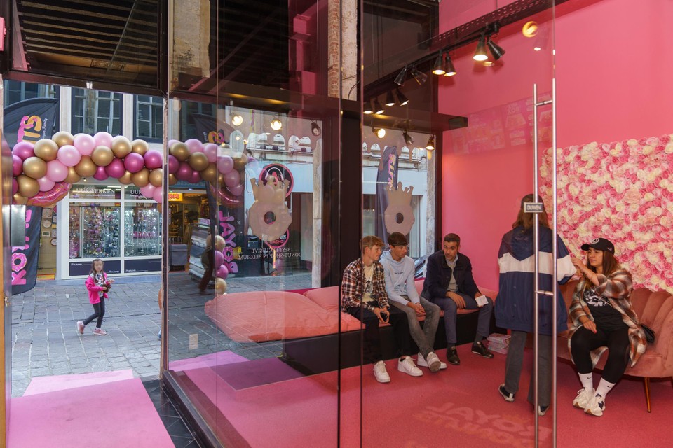 Een en al roze in het interieur.