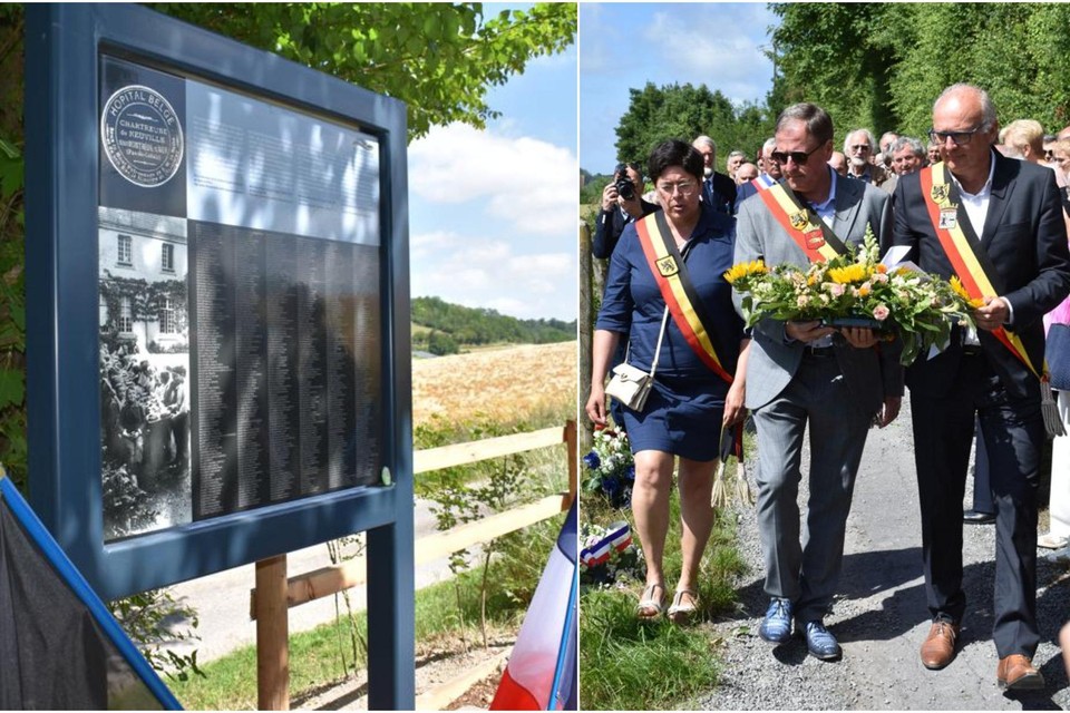 De Westhoekburgemeesters onthulden de gedenkplaat ter herrinnering aan de overleden vluchtelingen in La Chartreuse de Neuville. 