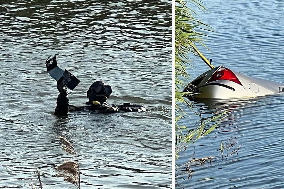Man drives river from five meters high: « Fortunately his windows were open and he could escape » (inland)