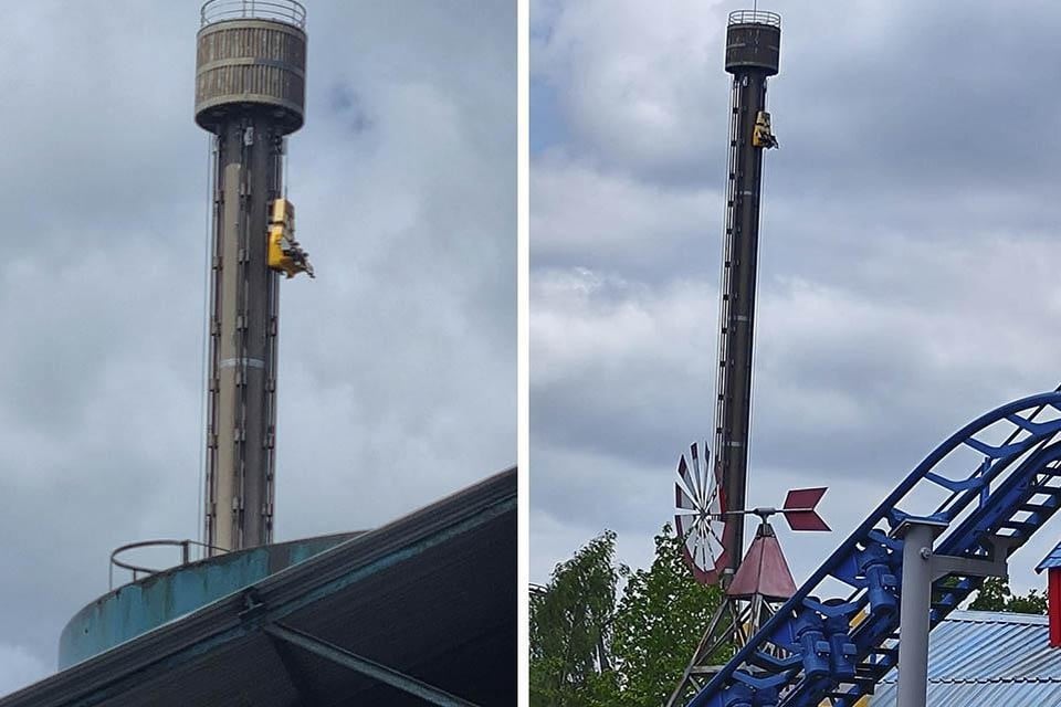 Four teenagers are stuck for more than an hour at a height of 70 meters due to a problem at attraction in Walibi