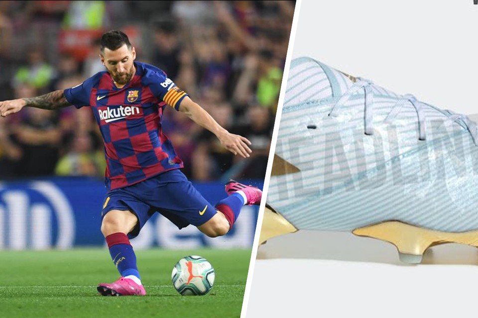 Jongleren Antipoison Zeggen Met deze blinkende schoenen viert Lionel Messi een speciale dag in zijn  carrière | Het Nieuwsblad Mobile