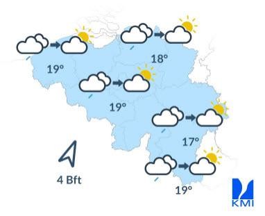 De weersverwachtingen voor dinsdag.