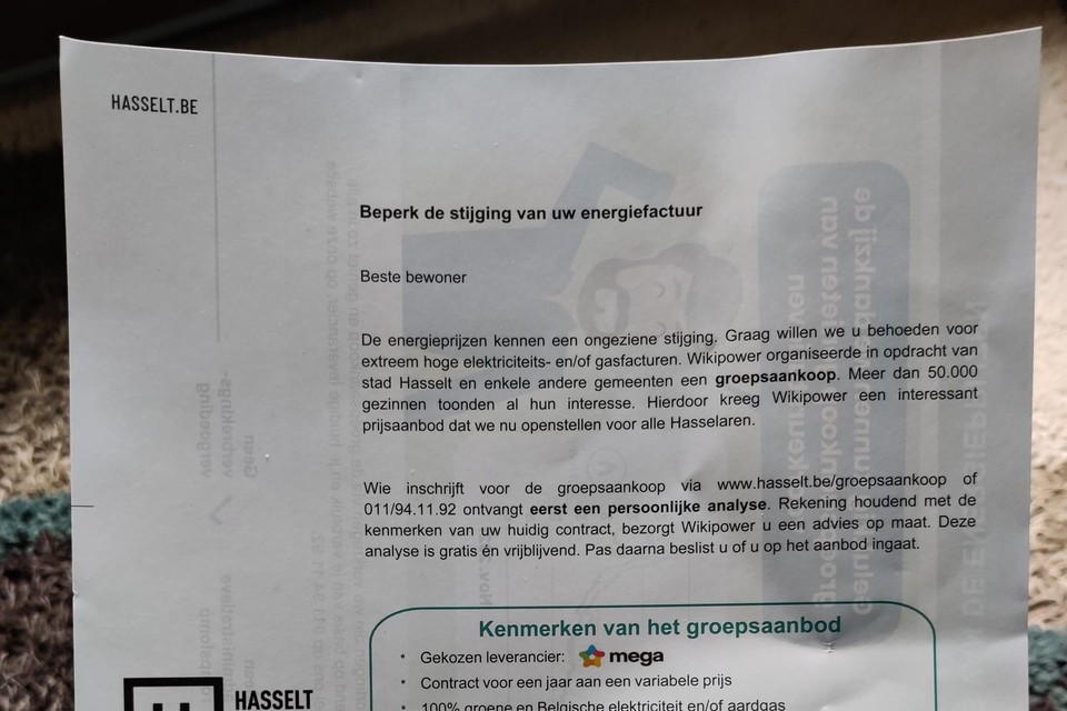 Deze brief viel bij de Hasselaren in de bus.