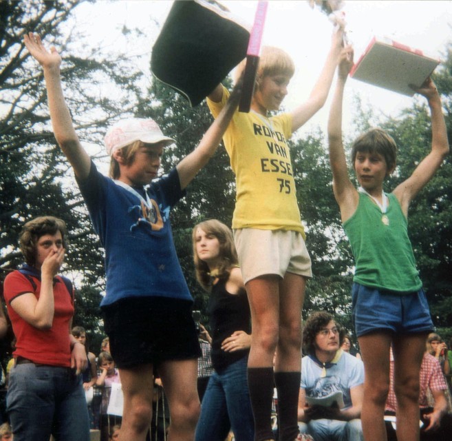 Een podium bij de Ronde van Essen in 1975.