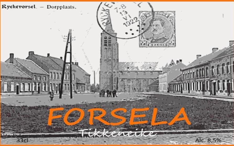Het etiket van Forsela is een postkaart van Rijkevorsel die honderd jaar geleden is afgestempeld. 