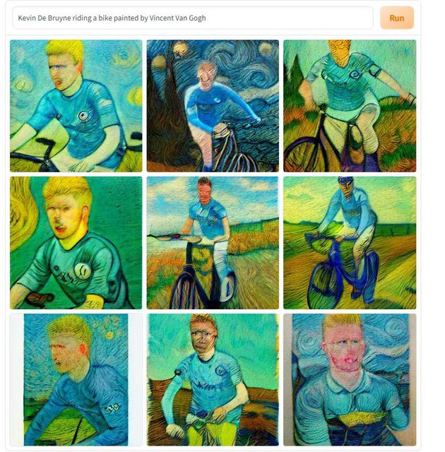 “Kevin De Bruyne op een fiets geschilderd door Vincent Van Goh” 