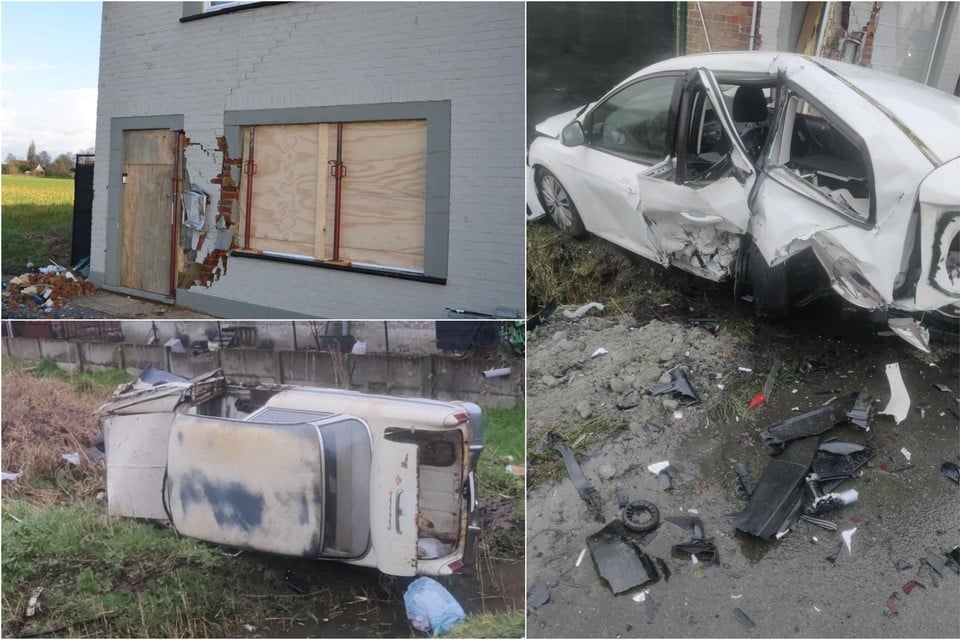De pas gerenoveerde woning liep zware averij op. Maar de eigenaar van de woning was na de klap ook twee auto’s armer die langs de weg stonden geparkeerd, een Ford Focus en oldtimer Ford Taunus 12M.