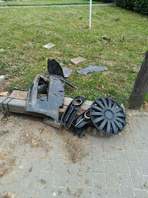 The vehicle was also badly damaged.