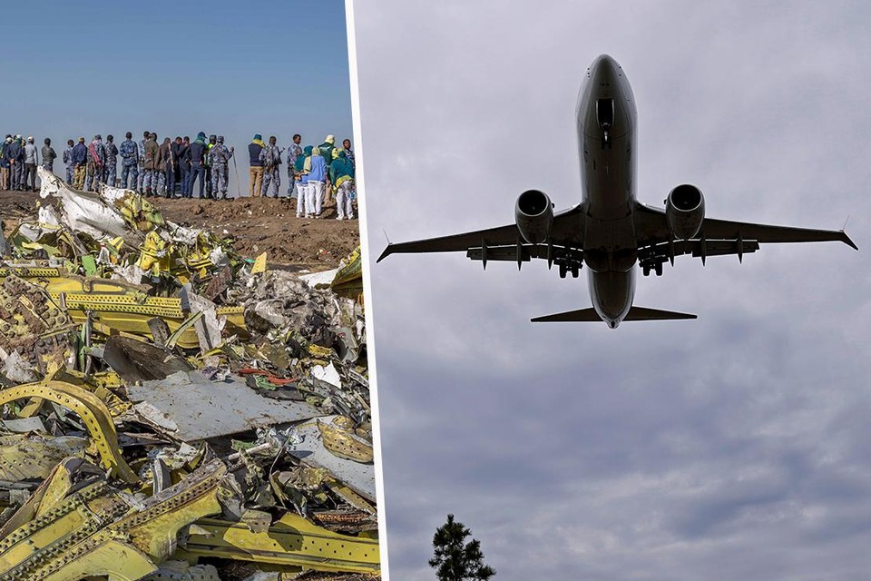 Links: de crash in Ethiopië. Rechts: een Boeing 737 MAX. 