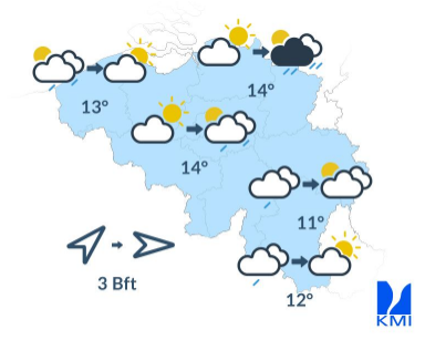 De weersverwachtingen voor woensdag. 