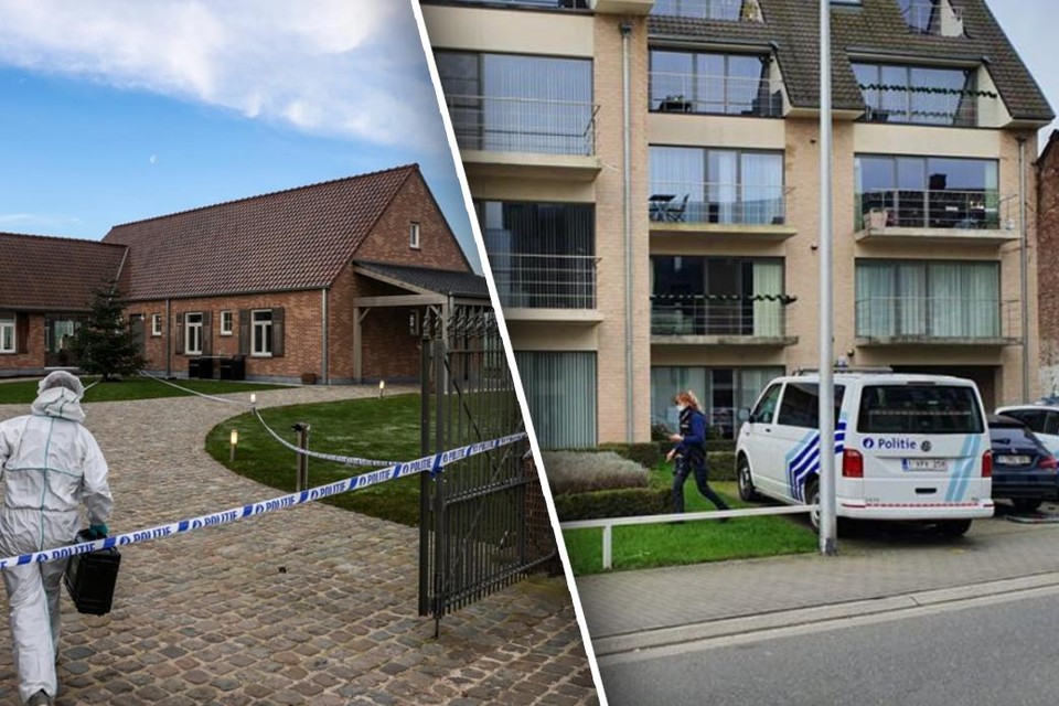 De villa in Oudenaarde en het appartement in Lokeren waar de lichamen van de twee slachtoffers werden aangetroffen. 