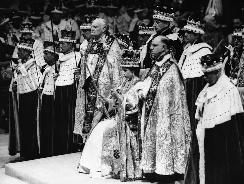 De kroning van de Britse Queen Elizabeth II in 1953. 