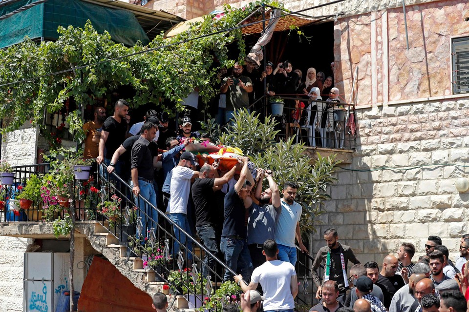 Begrafenis van de Palestijnse jongen in Beit Omar