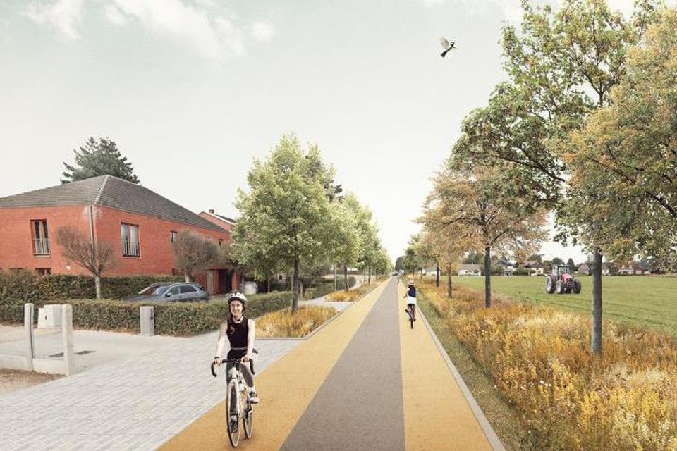 Een toekomstbeeld van de fietsweg langs de LeopoldIII-laan in Wezembeek-Oppem.