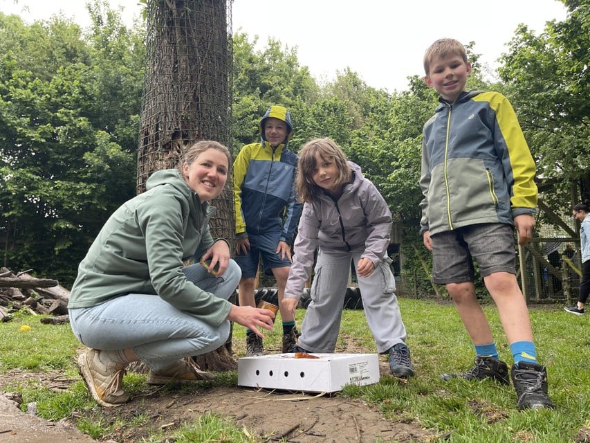 Elise (8), Robbe (8) and Wannes (11) are allowed to feed bears for once, for those moving to the United Kingdom (inland)