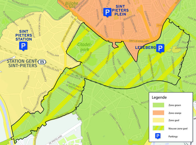 De wijk tussen de Heuvelpoort en het Miljoenenkwartier wordt parkeerzone geel. 