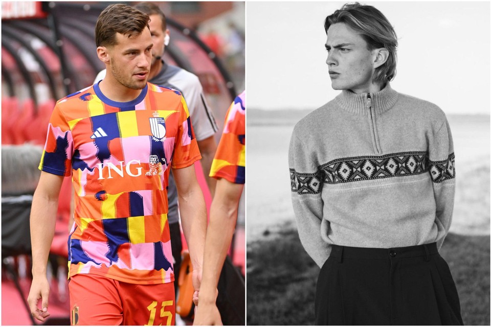 While Olivier Deman (left) shines with pride in the outfits of the national team, brother Nicholas (right) shows off the clothes of the biggest fashion brands.