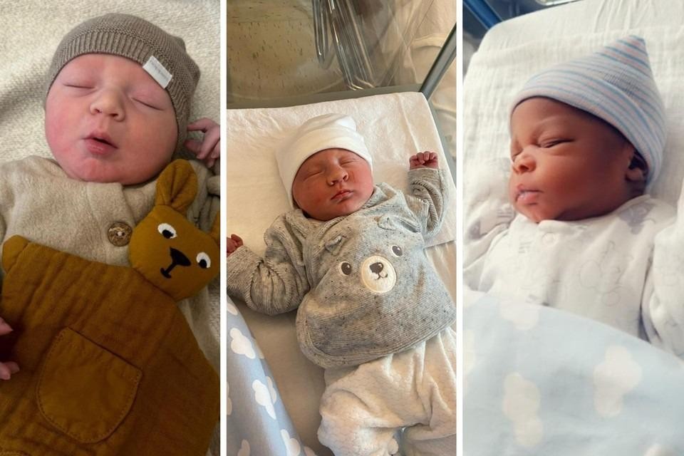 Lis (links) en Sem (midden) werden op 29 februari geboren in het ASZ-ziekenhuis, Maël (rechts) op dezelfde dag in het OLV-ziekenhuis.