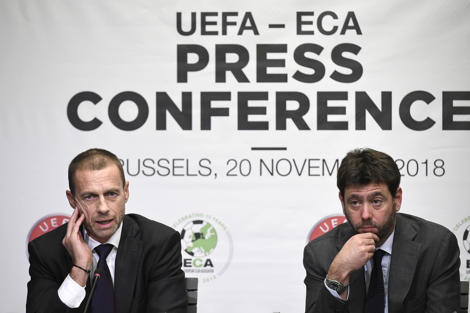 Ceferin (links) en Agnelli.