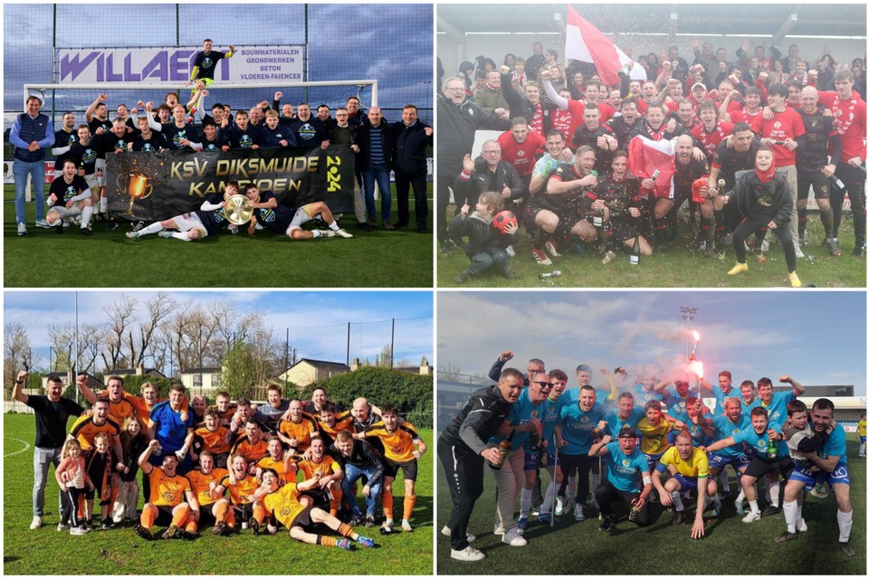 SV Diksmuide (1), Zwevegem Sport (2B), SV Loppem (3B) en KV Koksijde Oostduinkerke (4A) kroonden zich de voorbije weken tot kampioen.