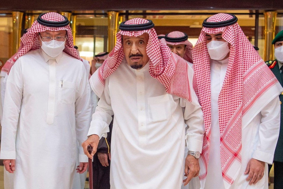 Koning Salman van Saudi-Arabië (centraal) 