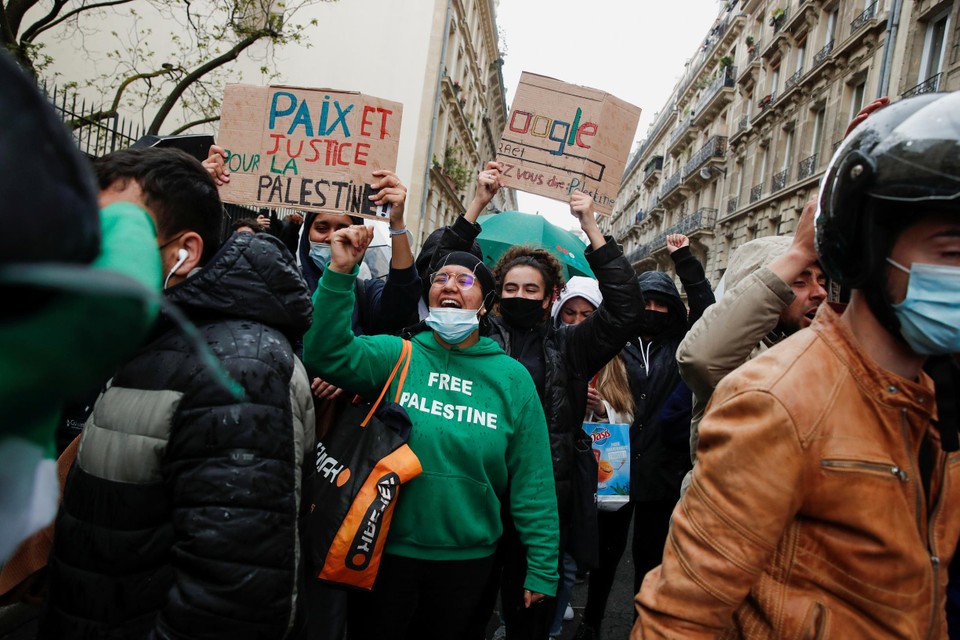 De betoging in Parijs. 