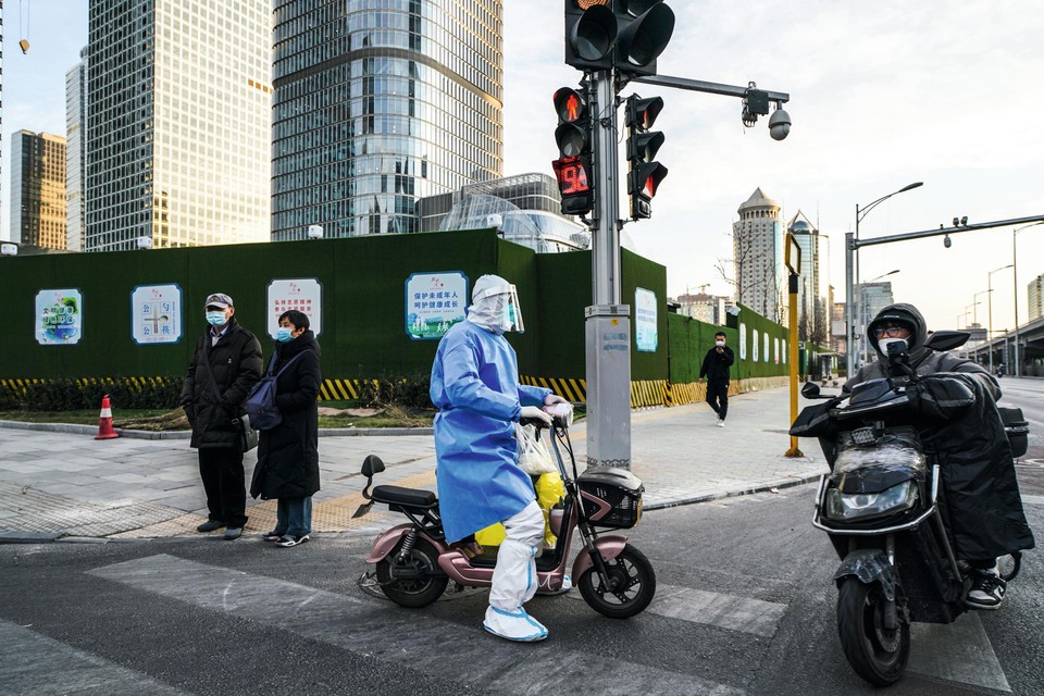 De zakenwijk in Peking. Door de covidcrisis staat ook de Chinese vastgoedmarkt op een laag pitje. 