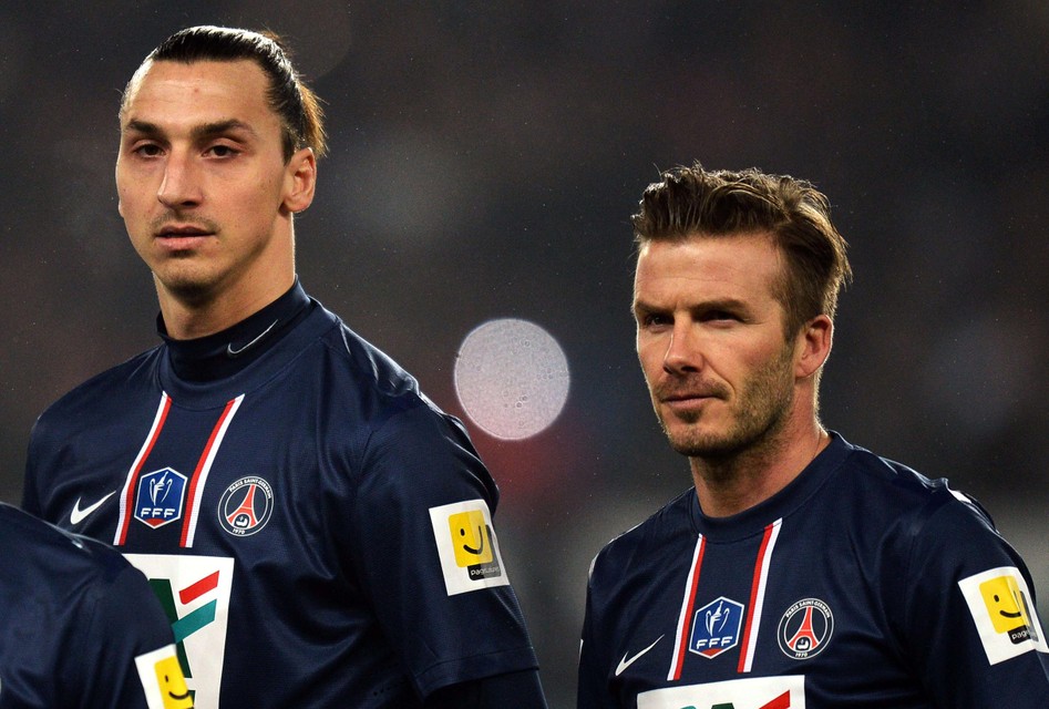 Ibrahimovich and Beckham in 2013 at PSG.  They gave the French club star quality.