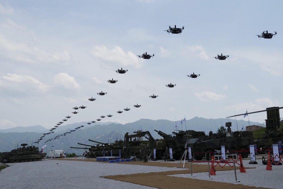 Zuid-Korea voerde onlangs ook militaire oefeningen met drones uit aan de grens met Noord-Korea