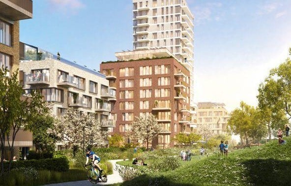 De wijk zal zes gebouwen tellen, een wandel- en fietspad tussen de gebouwen en een publiek park.