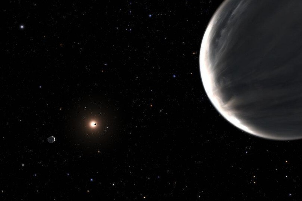 Een illustratie van het planetair systeem van Kepler-138. 