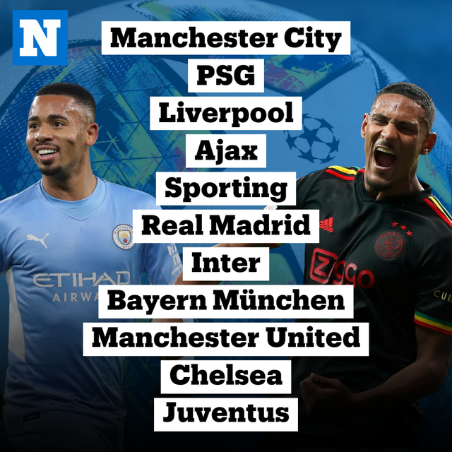 De reeds geplaatste clubs voor de KO-fase van de Champions League. 