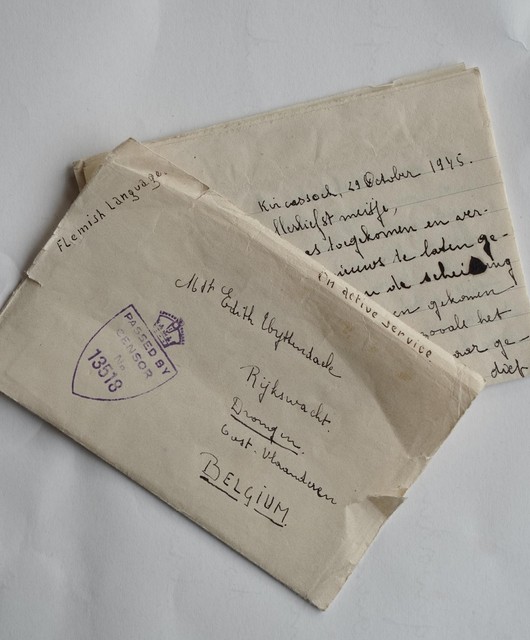 De liefdesbrief uit 1945 was geadresseerd aan de rijkswacht van Drongen.  