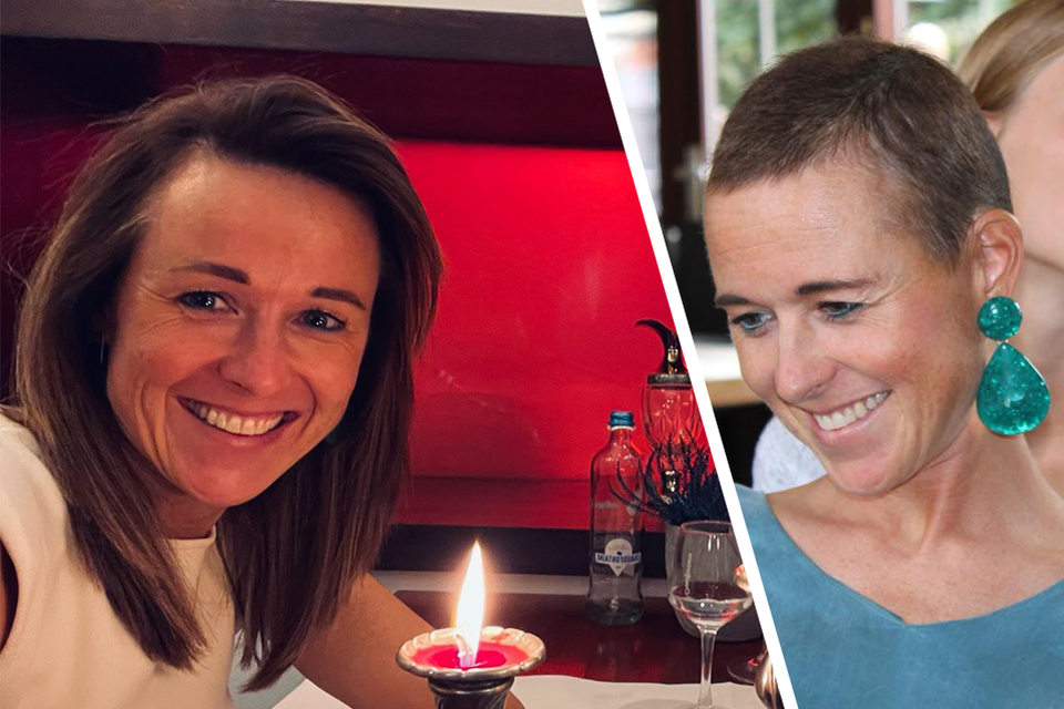 Links: Inès Feytongs na haar behandeling. Rechts: Inès tijdens haar behandeling.