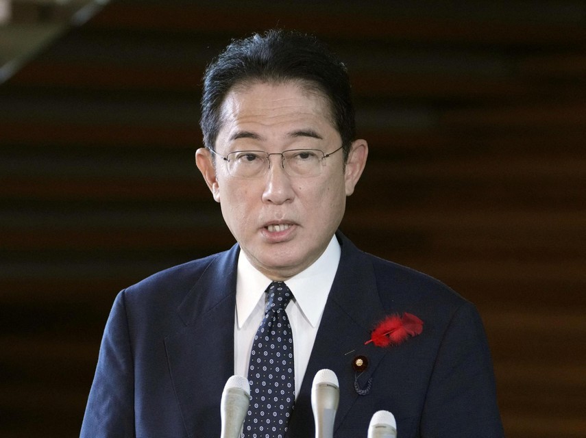 De Japanse premier Fumio Kishida sprak de bevolking toe na de rakettest. 