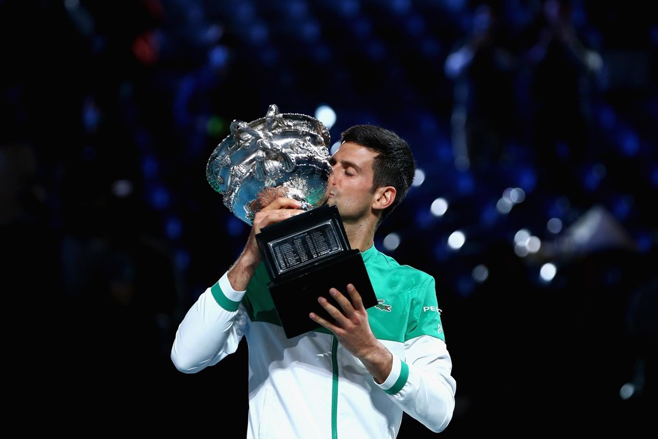 Djokovic won al 20 grand slams, waarvan negen keer de Australian Open.