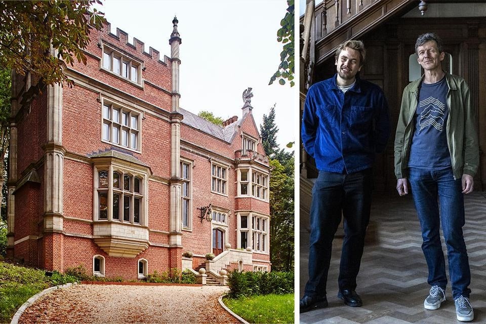 Kasteel Boterberg in Kalmthout, de residentie van de familie Carlier. Rechts: Achille Van Ingelgem en Eric Raspoet maakten een podcast over de kwestie.
