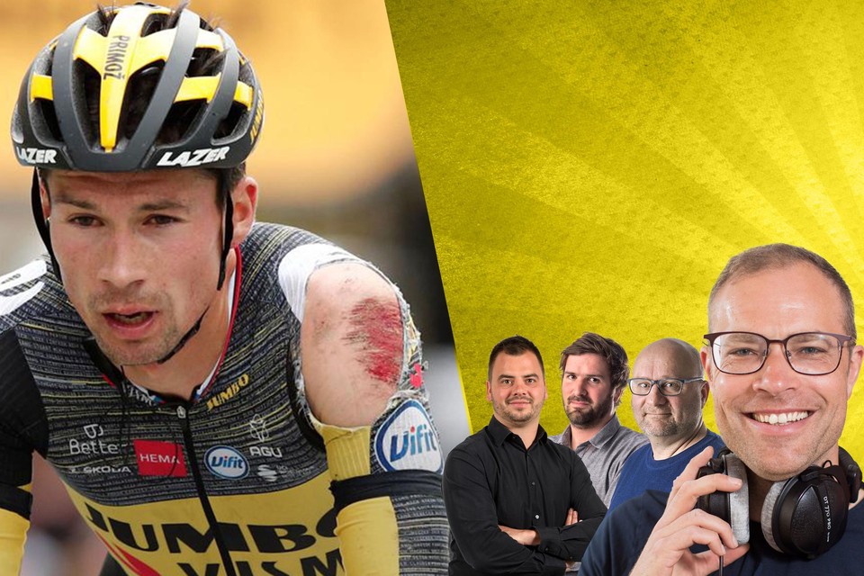Primoz Roglic was een van de voornaamste slachtoffers van de valpartijen in de derde etappe.