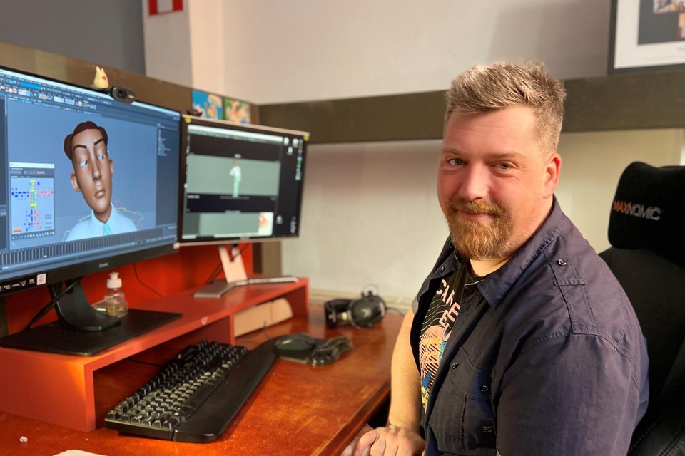 Met zijn team bracht animator Evan Coolen het 3D-figuurtje van Stromae digitaal tot leven. 