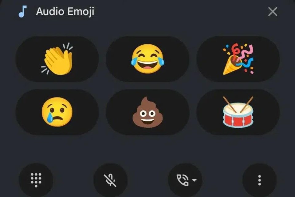 Deze zes “audio-emoji” krijg je te zien in de testversie van de Phone by Google app.