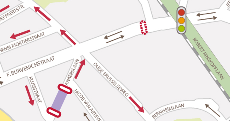 De Burvenichstraat krijgt geen knip, maar wel een knip voor vrachtverkeer. Hoe dat in de praktijk zal lopen, is nog niet duidelijk. De Ankerslaan krijgt een harde knip voor autoverkeer.