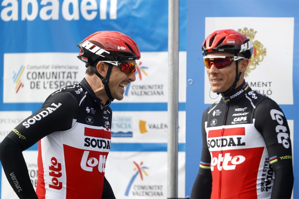 Degenkolb en Gilbert tijdens de Ronde van Valencia. 