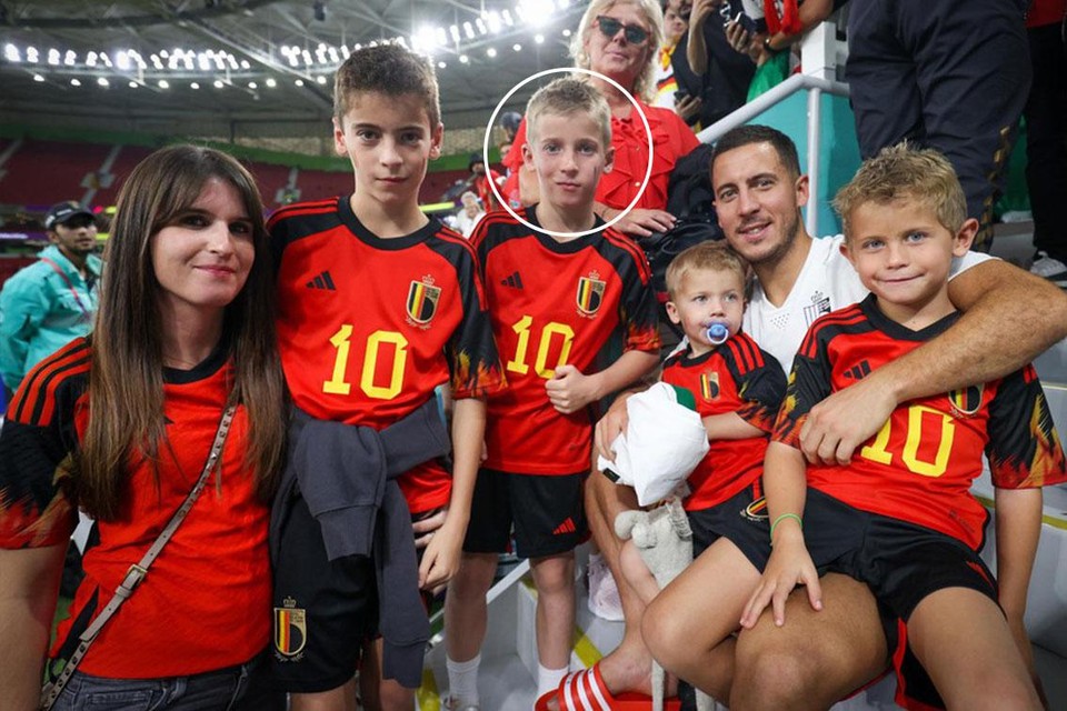 Leo Eden J Hazard (third from left) pictured with his family at the World Cup in Qatar.