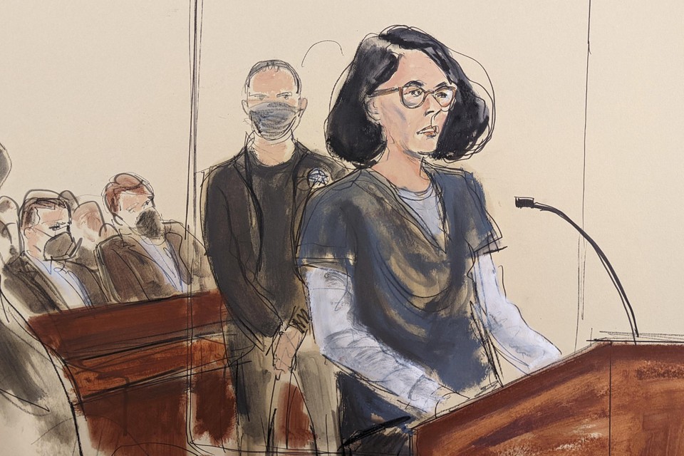 Ghislaine Maxwell tijdens haar proces in New York eind juni. 