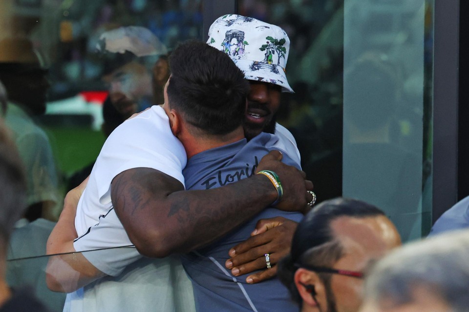The hug with LeBron James