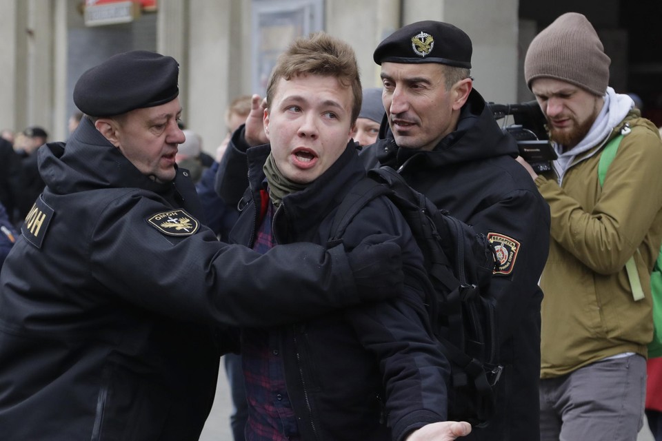 Roman Protasevitsj bij een eerdere aanvaring met de politie. 