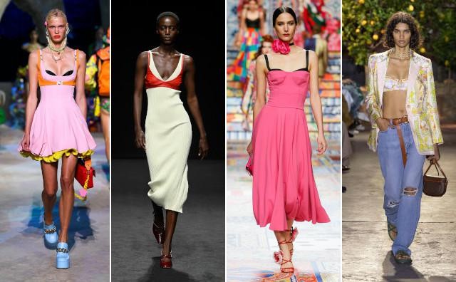 Vlnr: Versace,  Drome, Dolce & Gabbana en Etro 