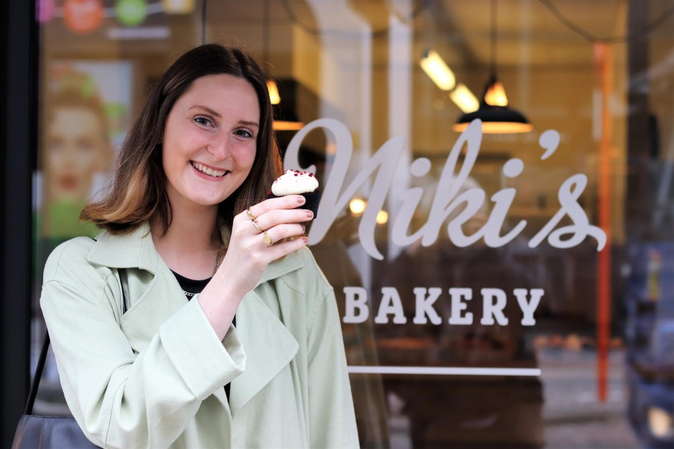 Een cupcake bij Niki’s bakery. 